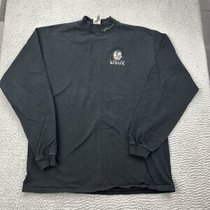 North Dakota Fighting Sioux Mock Neck Long Sleeve Shirt Black Size XL UND Hockey